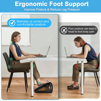 Merryhome Foot Rest Under Desk with 6 Adjustable Heights, Ergonomic Under Desk Footrest with Massage Rollers and Textured Surface for Office, Home and Travel, Black