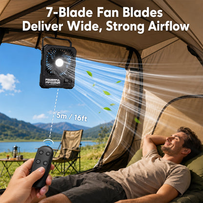 Portable Fan, Camping Fan, 20000mAh 18-85H Rechargeable Ultra Thin Foldable with Built-in Power Bank, Hook for Outdoor Camping Tent RV Travel (Black)