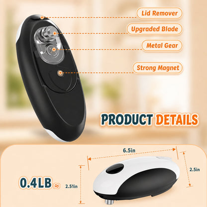 Electric Can Opener, One-Touch Automatic USB Rechargeable Hands-Free Can Opener with Smooth Edge for Seniors with Arthritis, Fits Most Can Sizes, Black