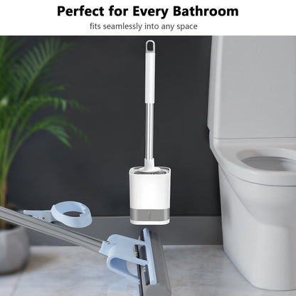 Toilet Brush with Wall Mount and Water Drawer – Long Handle Silicone Cleaner for Quick Dry Bathroom Cleaning