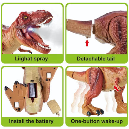 Remote Control Dinosaur Toy for Kids, Upgraded Remote Control Dinosaur with Spray Sound Light, Walking RC Robot Dinosaur Toys for Boys Girls 3-8, Christmas Gifts, Yellow