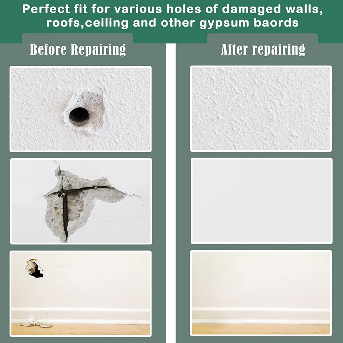 Drywall Repair Patch Kit, 22PCS Aluminum Drywall Patch, 2" 4" 6" 8"Wall Patch Repair Kit, Self Adhesive Wall Mesh Repair Quick Fix Plaster Wall