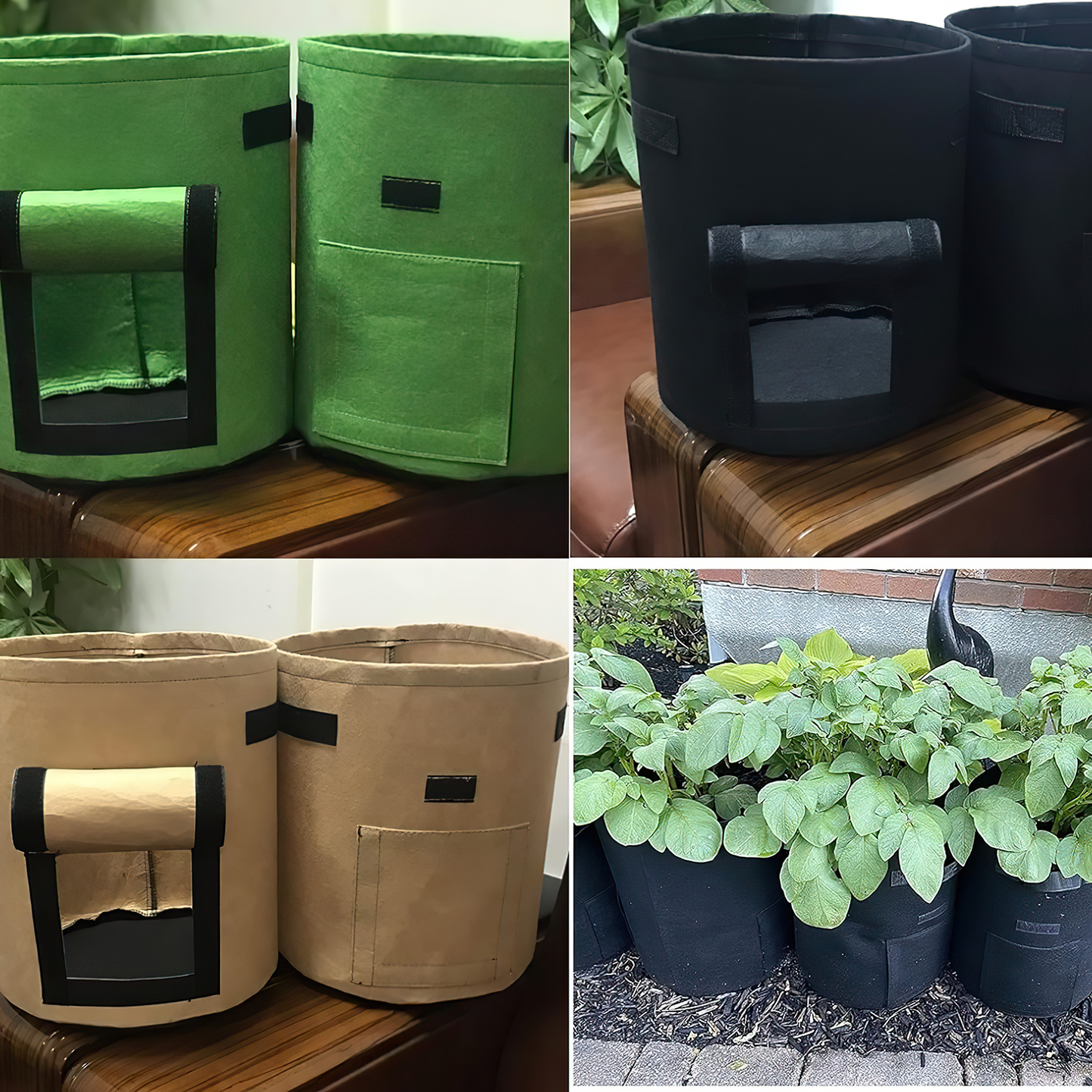 3 Pack Potato Grow Bags 10 Gallon Potato Growing Bags with Flap, Breathable & Durable, Nonwoven Fabric, Ideal for Indoor/Outdoor Use，Fabric Plant Pots for Potatoes, Tomato, Vegetables