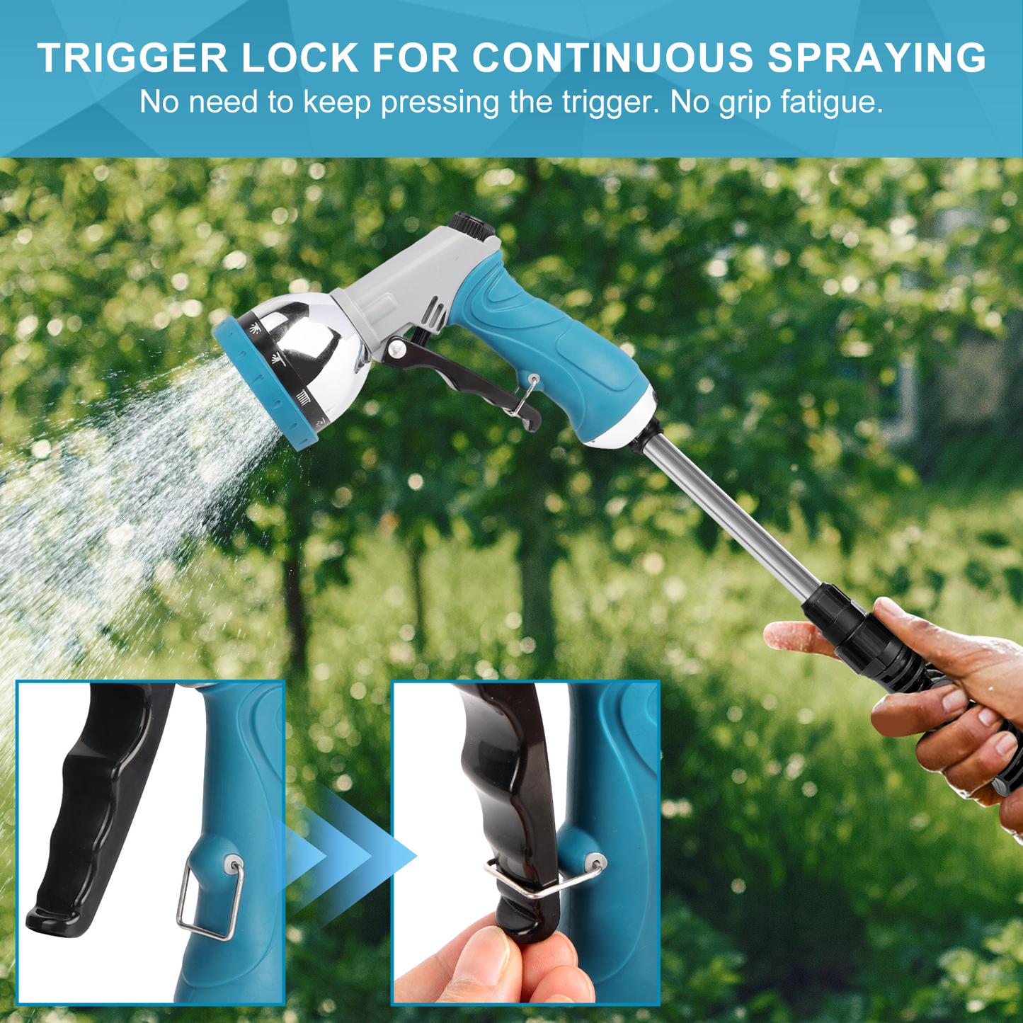 Teblint 2pcs Heavy-Duty Garden Hose Nozzles, Water Hose Nozzle Sprayer for Lawn & Garden, 10-Pattern Watering Nozzle for Watering Plants, Cleaning Cars, Showering Pets