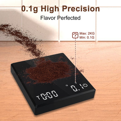 Merryhome Coffee Scale with Timer – 0.1 g Precision Digital Kitchen / Espresso Scale, USB Rechargeable Mini Pour‑Over & French Press Weighing Tool for Home, Dorm & Travel