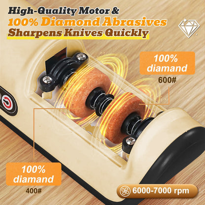 Merryhome Electric Knife Sharpener,2-Stage High-speed Knife Sharpener - USB Charging Automatic Kitchen Gadget for Sharpening Knives,Kitchen Accessories(Gold)