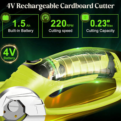 Teblint Cordless Electric Scissors, 4V Rechargeable Cardboard Box Cutter with Safety Lock & LED Light, Power Rotary Cutter for Fabric Carpet Leather