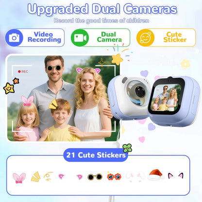 Teblint Mini Kids Camera with Virtual Pet & Learning Apps, 1.8" Touchscreen Kids Digital Camera, Educational Toy with Stories, Games, Christmas Birthday Gift for Boys Girls Age 3-12, Pink