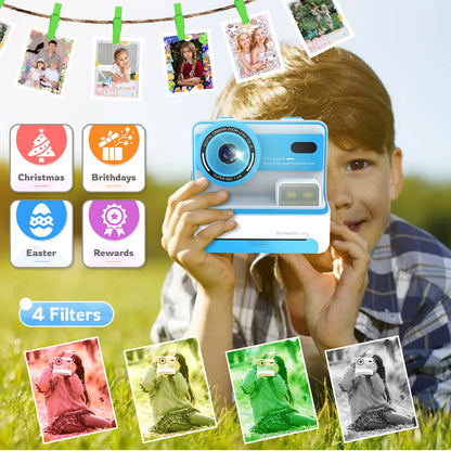 Teblint Kids Camera Instant Print, 2.4 Inch Screen Instant Camera, 1080P HD Digital Video Cameras, Toys for Girls & Boys 3-12 Years, Best Christmas Birthday Gifts (Blue)