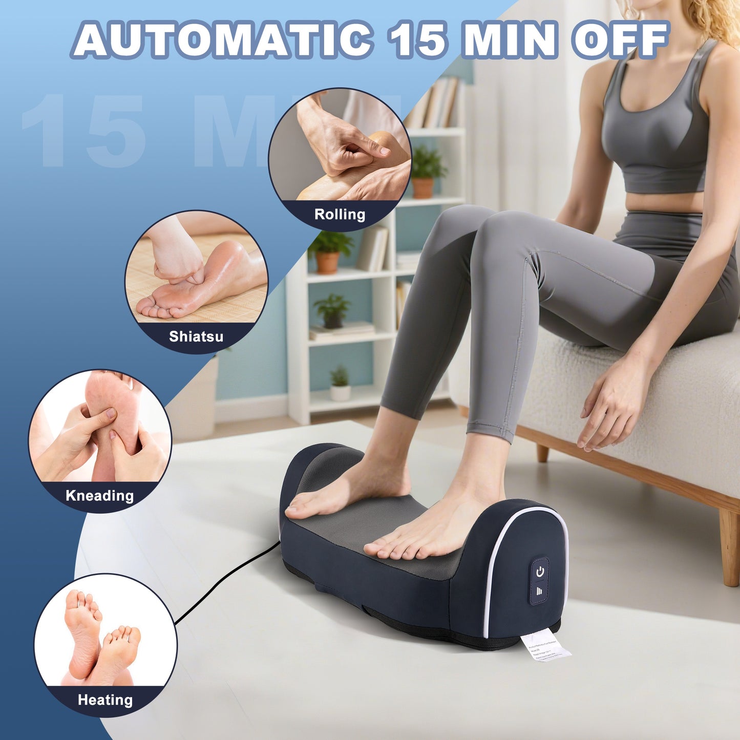 Electric Shiatsu Foot Calf Massager with Heated Kneading Rolling Relaxation Leg Arm Massage Acupuncture Points Multipurpose Gift