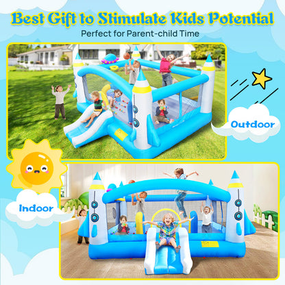 WHATOOK Bounce House for Kids Multifunctional Jump 'n Slide Kids Inflatable Bounce with Blower, 198" x 180" Play Area x 96" Tall, Basketball Hoop, Target Game, A Wealth of Accessories