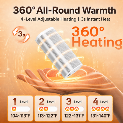 PUCACHI 2 Pack 5000mAh Hand Warmers Rechargeable,Magnetic Hand Warmers with Charge Base,4 Heat Settings & 8 Hrs Warmth,Reusable Portable Pocket Heater for Hunting Camping Winter Gifts,Silver