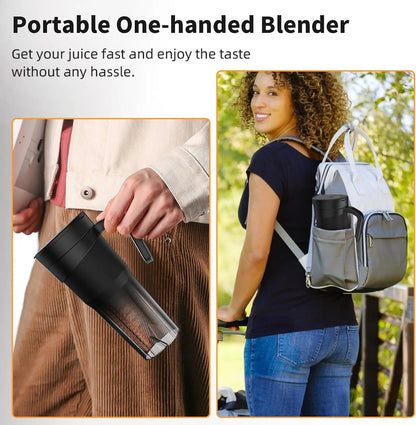 Portable Blender, 16 Oz Personal Size Blender USB Rechargeable for Shakes and Smoothies Portable Juicer, Mini Blender with 6 Blades for Sports/Travel/Home/Gym/Office, Black