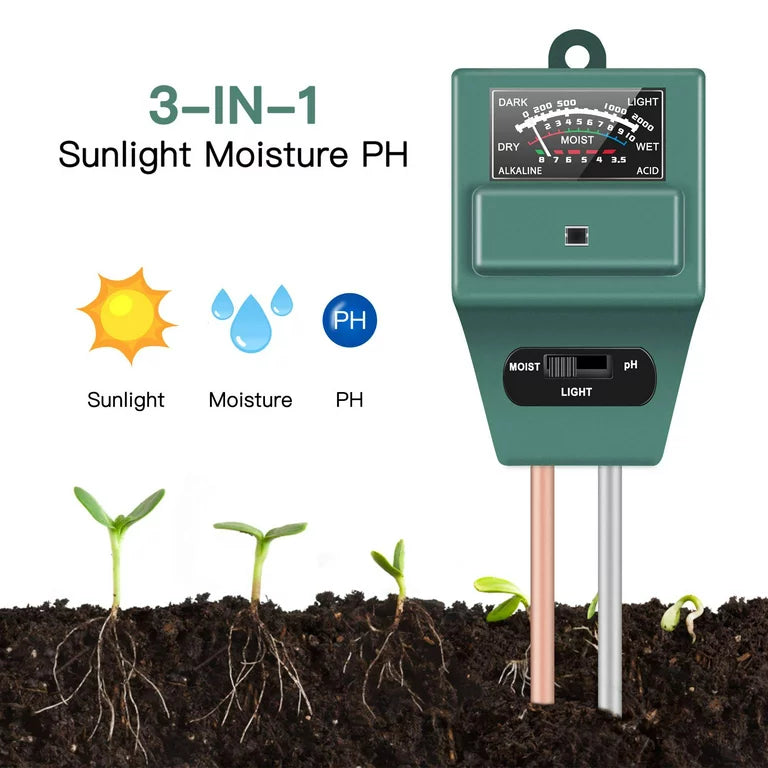 Sevenlady Soil Moisture Tester, 3 in 1 Soil Moisture/PH/Light Meter, Soil Test Kit for Indoor Outdoor Plants, Flowers, Vegetable Gardens and Lawns