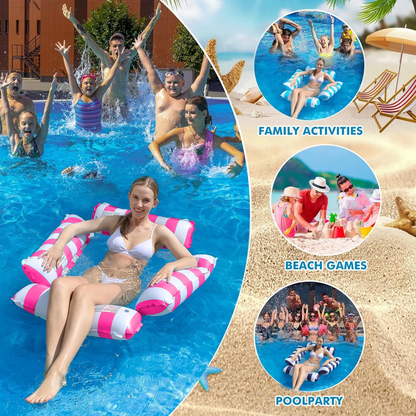 Teblint Pool Floats, Upgraded 4-in-1 Inflatable Water Hammock, Pool Toys for Adults, Portable Floating Lounger for Pool, Beach, Capacity 220 lbs, 3pcs