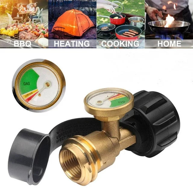 Sevenlady Propane Tank Gauge, Gas Level Indicator Pressure Meter Converts POL Tanks Valves to QCC1/Type1 Propane Tanks, for RV, Gas Grill, Heater