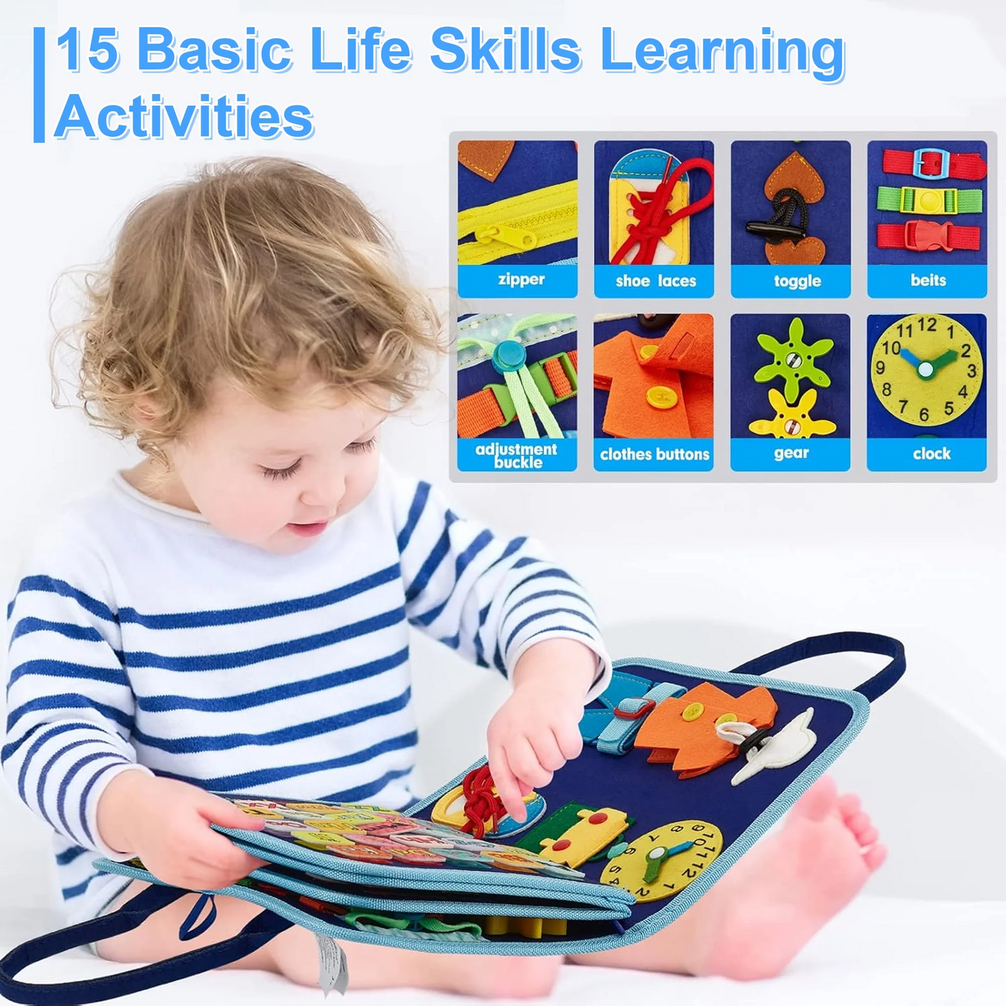 Toddler Busy Toys,Toddler Airplane Travel Essentials for age 1-4,Sensory Board Educational Activities for Learning Fine Motor Skills,Gifts for Girls Boys Toddlers,Toddler Toys for Car Travel