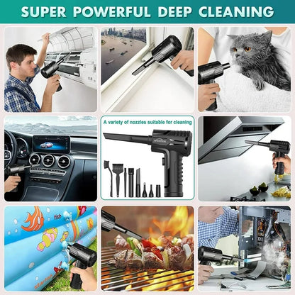 Compressed Air Duster, Cordless Air Dust Computer Cleaner, 3 Speed Air Duster for Keyboard and Computer, Electric Dust Blower with 7600 mAh, Replaces Air Cans