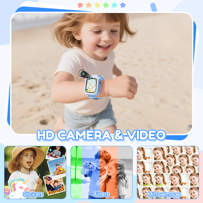 Henotian 1.83" Kids Smart Watch for Girls HD Touch Screen with 39 Educational Games, Camera, Pedometer, Alarm Clock, ABC LeaLearning, Music Player, Birthday Gift for Boys Girls Ages 5-12 with 32GB Memory Card