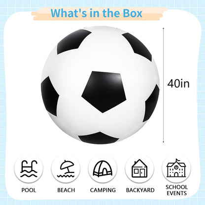 Merryhome Giant Beach Ball Inflatable, 40" Inflatable Soccer Ball - Blow Up Large Inflatable Beach Ball for Pool Parties, Themed Birthdays, Beach Events, Summer Party Decorations, 2 Pack