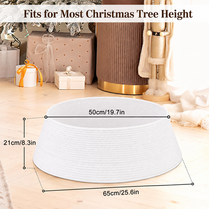 PUCACHI 26in Christmas Tree Collar,Cotton Rope Christmas Tree Ring,Farmhouse Christmas Tree Base Cover,Christmas Tree Skirt for Christmas Tree Decorations