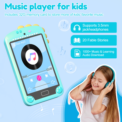 Hoofun Kids Smart Phone for Boys with 4.0" Large Touchscreen, 32G Card for Age 3-10 Kids Toys Cell Phone with Holographic Pyramid, Toddler Learning Toy, Dual Lens, Music Player
