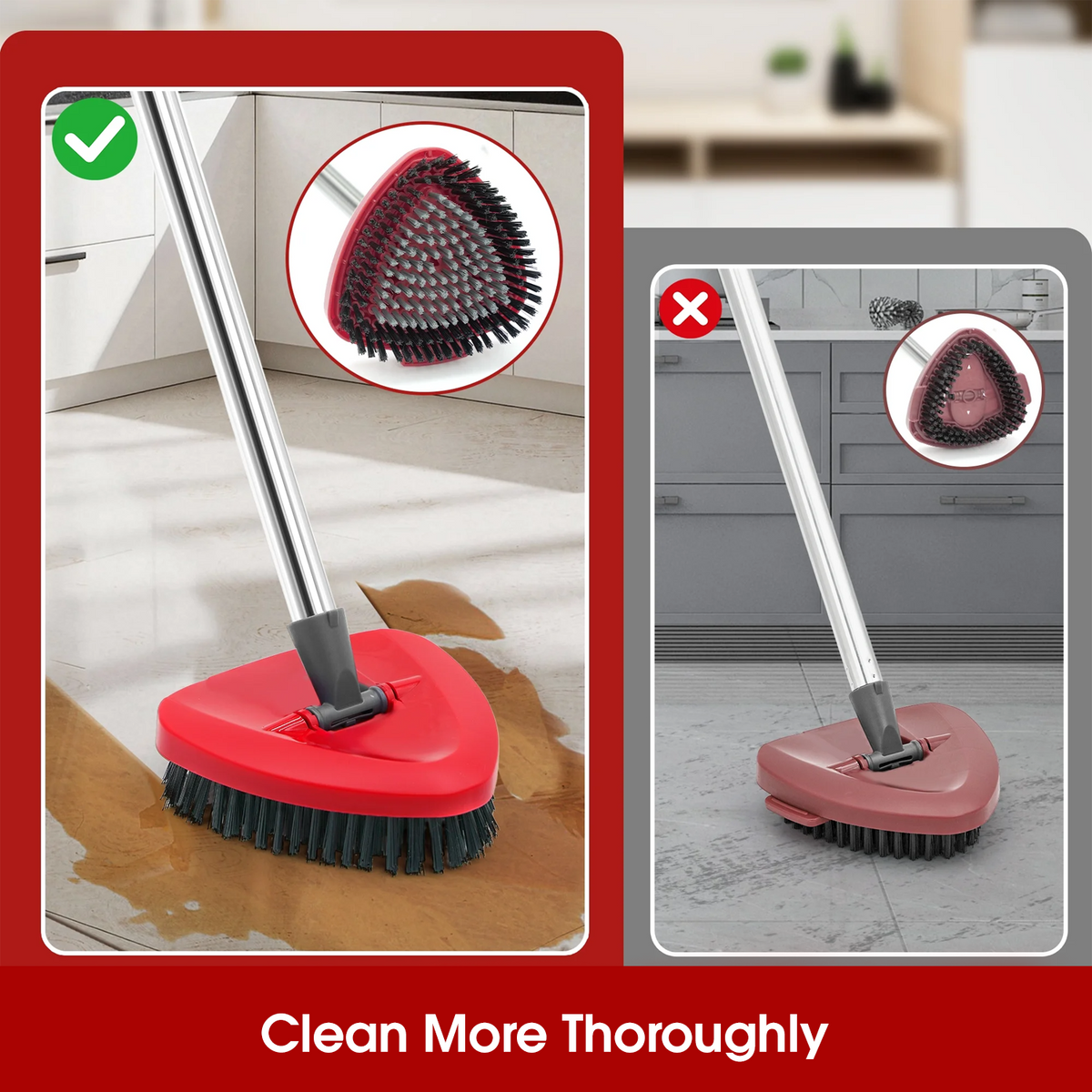 Merryhome 4 Pcs Spin Mop Replacement Scrub Brush Heads,Full Hard Bristle Scrubber Replace Great for Kitchen Bathroom Pools Deck Floor Cleaning