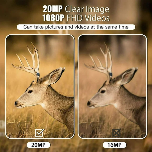 Sevenlady Trail Camera, 20MP 1080P Game Camera Hunting Camera with Night Vision Waterproof IP56 Motion Activated, 120° Wide Angle Lens Wildlife Scouting Deer Hunting Cam for Trail Monitoring