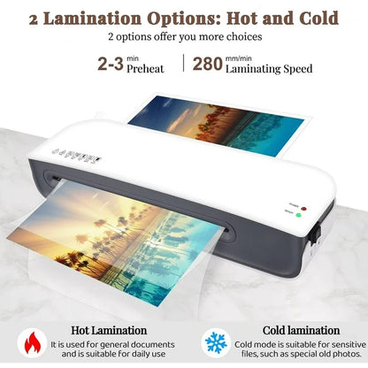 Sevenlady Laminator, A4 Laminator Machine with 15 Laminating Pouches, 4-in-1 Laminating Machine with Paper Cutter, Corner Round, 9 inch Thermal Laminator for Home Use, Office, School