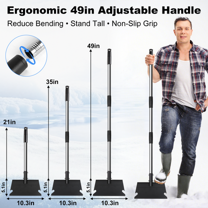 Hoofun Flat Shovel,Snow Shovel, Ice Scraper, 49 Inch Adjustable Handle Heavy Duty Garden Tool Multifunctional Cleaning Shovel, for Lawn Edging, Scraping, Weed and Ice Removal