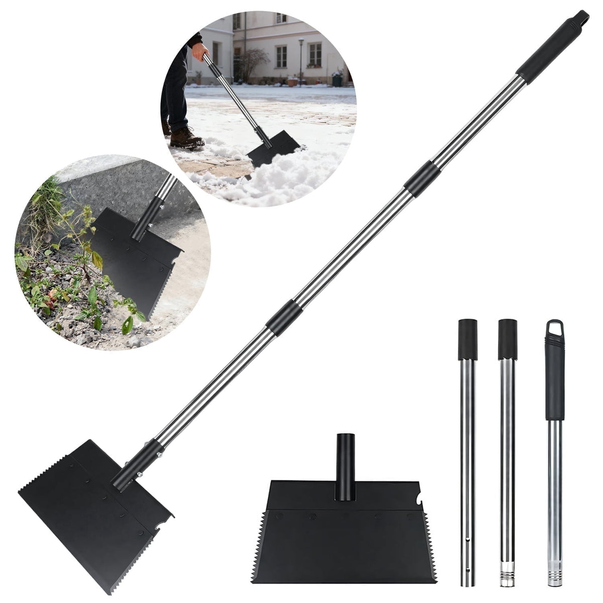 Merryhome Heavy Duty Snow Shovel and Ice Chopper Tool| Multifunctional: Driveway Ice Removal, Lawn Edging Metal Weeder