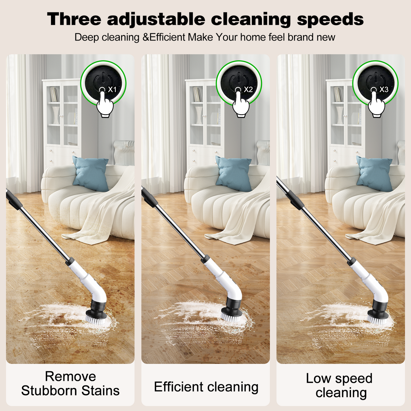 Electric Spin Scrubber,Cordless Cleaning Brush,Shower Cleaning Brush with 7 Replaceable Brush Heads, Power Scrubber 2 Adjustable Speeds,Adjustable & Detachable Long Handle