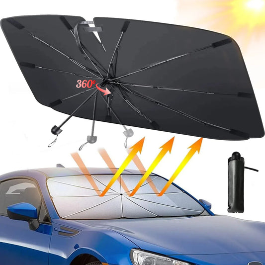 Windshield Sun Shade for Car, Car Window Shade, Foldable Car Sun Shade for Windshield, Car Umbrella Sunshade Cover with Fiberglass Skeleton, Heat and UV Protection, Car Accessories(57"x34")