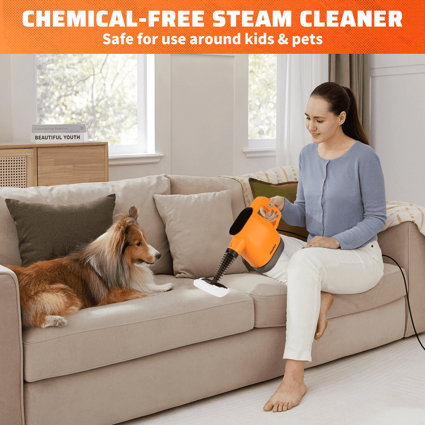 Handheld Steam Cleaner, 10 in 1 Steamer Cleaning& Safety Lock, Multi-Surface & Powerful Home Use for Cleaning, Car, Bathroom, Shower, Window, Grime, Grease