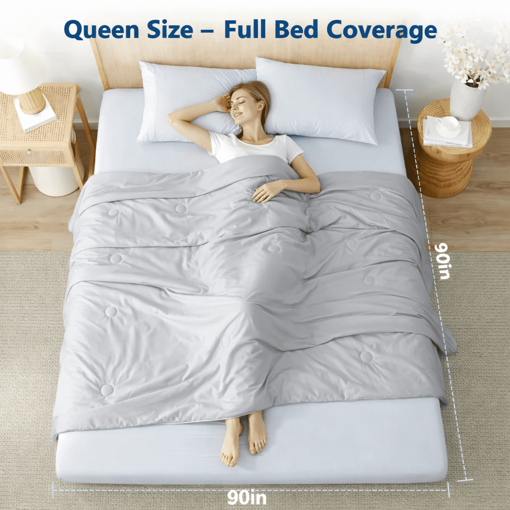 Merryhome Cooling Comforter Queen Size for Hot Sleepers, 90x90 in Double-Sided Cooling Blanket, Lightweight Breathable All Season Comforter, Gray