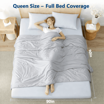 Merryhome Cooling Comforter Queen Size for Hot Sleepers, 90x90 in Double-Sided Cooling Blanket, Lightweight Breathable All Season Comforter, Gray