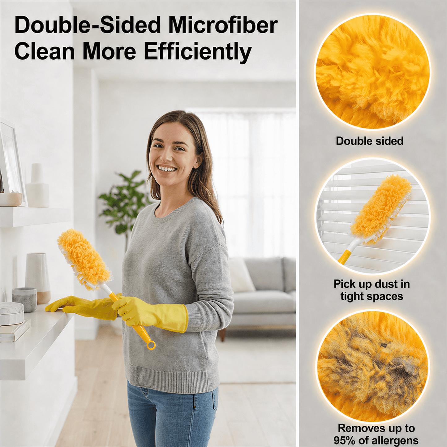 50 Pack Duster Refills with Extendable Handle, Disposable Microfiber Duster Refills, Heavy Duty Electrostatic Dust Cleaner for Furniture, Blinds, Ceiling Fan and Corners