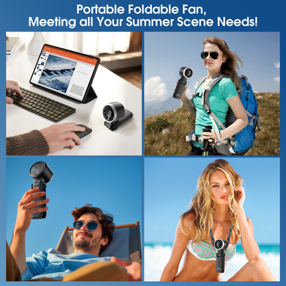 Portable Handheld Fan, 5 Gear Wind Hand Fan, Mini Personal Fans Portable Rechargeable, 12 Hours Pocket Fan, 3 IN 1 Hand Held Fan, Portable Fan for Travel/Outdoor/Indoor(Black)
