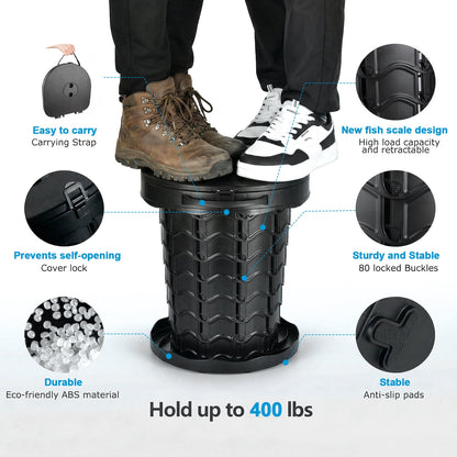 Merryhome Portable Toilet for Camping, 3-13.6 in Adjustable Folding Camping Toilet for Adults, Heavy Duty with Anti-Collapse Lock and Carry Bag for Travel, Hiking, Fishing and Car Use