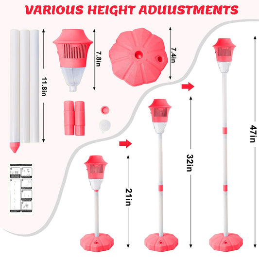 SPORTS JOY Vertical Bubble Machine with Night Light & Music, Adjustable Height Bubble Blower Maker Toys for Kids, 500 mAh Bubble Blower Machine for Wedding, Birthday, Picnic Camping Party Gift (Red)