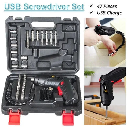 Kidsjoy Electric Screwdriver Set,47PCS Electric Screwdriver Set 3.6V Cordless Electric Drill Screwdriver Kit Portable Repair Tool High Precision Power Tools Foldable