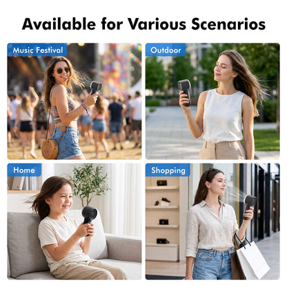 Portable Handheld Fan, 4000mAh USB Rechargeable Mini Fan with 5 Speeds, Powerful Personal Cooling Fan, Small Pocket Fan for Travel, Office, Outdoor, Black