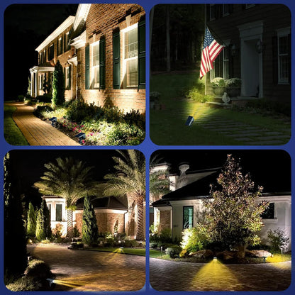 PUCACHI Solar Light Outdoor Waterproof IP68, 28 LEDs 3 Lighting Modes Solar Garden Yard Spotlight for Outdoor Landscape - 4 Pack (Warm White)