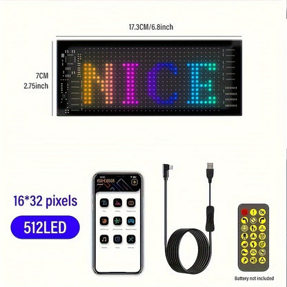 WHATOOK Scrolling LED Sign, Programmable Flexible LED Matrix Panel, Bluetooth Application Control DIY LED Sign for Car Party Wedding Festival