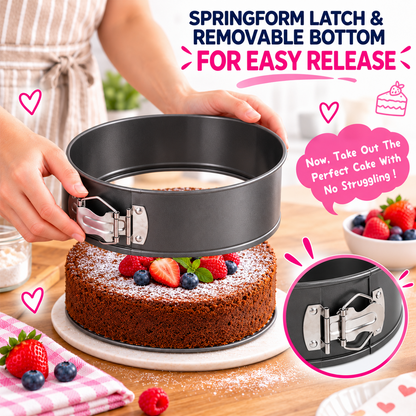 Cake Pan Set of 4, 5/5.5/6/7inch , Non-Stick Leak-Proof Cheesecake Pan for Baking, Black