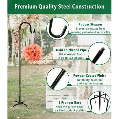 Sevenlady 2Pcs Shepherd Hooks 78" H 3/5" Th High Quality Metal Shepherd Pole for Outdoor Plant Bird Feeder Lantern Stand Garden Hanger Solar Light Wedding Heavy Duty