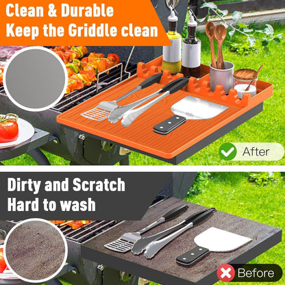Blackstone Silicone Griddle Mat,Blackstone Griddle Accessories Side Shelf Mat Grill Pad for Outdoor Grill Kitchen Counter Spatula Silicone Mat,L*W:41.7x30cm(Orange)