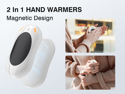 2 in 1 Magnetic Rechargeable Hand Warmers, Electric Portable Pocketed Handwarmers, 3 Heat Settings for Heat Therapy , Hunting, Outdoor Activity , Women Mens Gifts, White