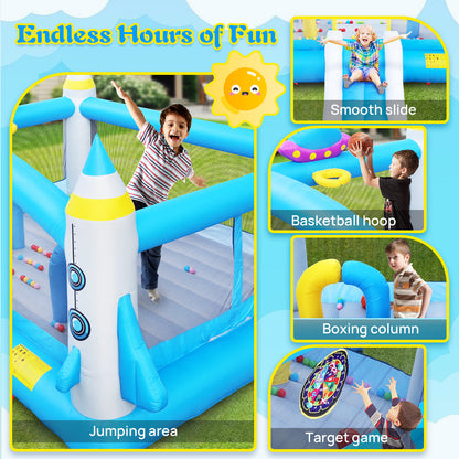 WHATOOK Bounce House for Kids Multifunctional Jump 'n Slide Kids Inflatable Bounce with Blower, 198" x 180" Play Area x 96" Tall, Basketball Hoop, Target Game, A Wealth of Accessories