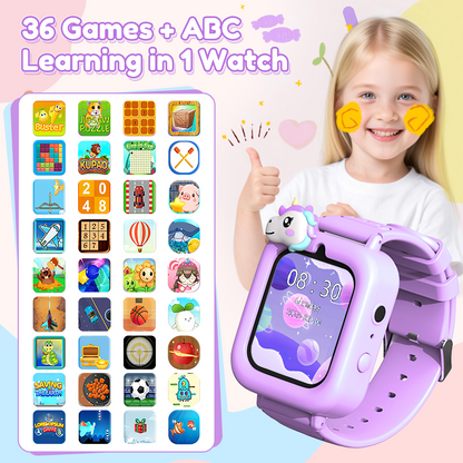 Henotian 1.83" Kids Smart Watch for Girls HD Touch Screen with 39 Educational Games, Camera, Pedometer, Alarm Clock, ABC Learning, Music Player, Birthday Gift for Boys Girls Ages 5-12